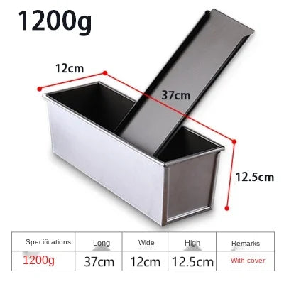 Molde para pan de aleación de aluminio con tapa — Revestimiento antiadherente, tamaños de 250g/450g/600g/750g/900g/1000g
