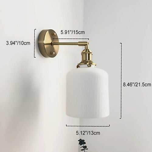 Applique in ottone e lucite a 1 luce — Design cilindrico e ovale minimalista rétro giapponese