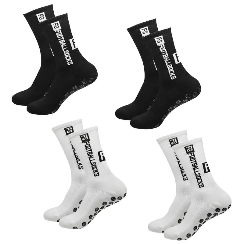 4 Pairs Football Sports Socks — Rubber Grip Anti-Slip Soles