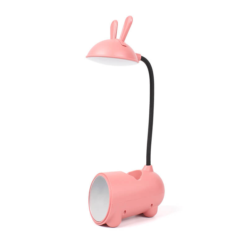 مصباح مكتب LED يعمل باللمس - حامل أقلام، وظيفة شحن USB، بتصميم أرنب