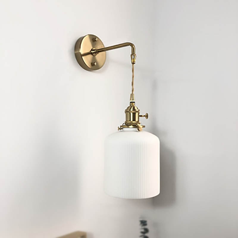 1-Light Brass and Lucite Sconce — Japanese Retro Minimalist Cylinder and Oval Design