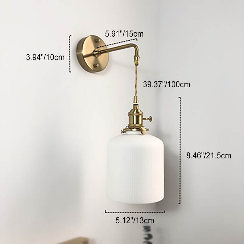 1-Light Brass and Lucite Sconce — Japanese Retro Minimalist Cylinder and Oval Design