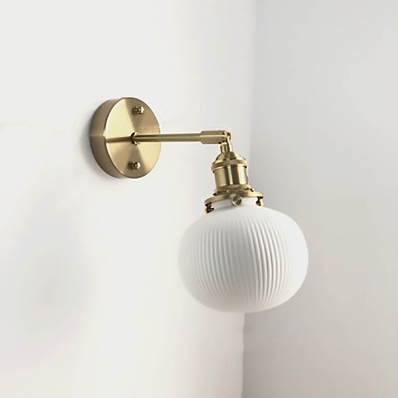1-Light Brass and Lucite Sconce — Japanese Retro Minimalist Cylinder and Oval Design