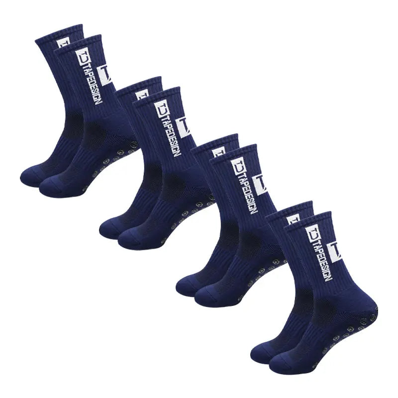 4 pares de calcetines deportivos de fútbol — Suela con agarre de goma, antideslizantes, US 5.5-12.5