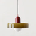Lampa wisząca Bauhaus — kolorowy szklany klosz, regulowane zawieszenie