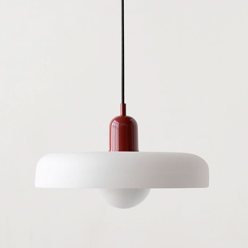 Lampa wisząca Bauhaus — kolorowy szklany klosz, regulowane zawieszenie