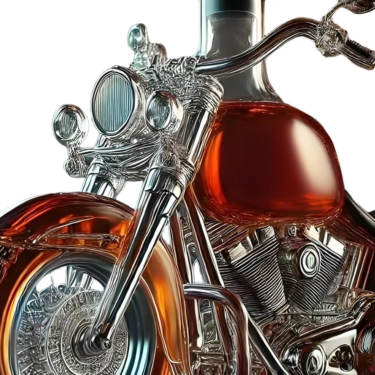 Harley motorkerékpár formájú whiskey-kancsó – klasszikus sziluettű italosüveg-dísz