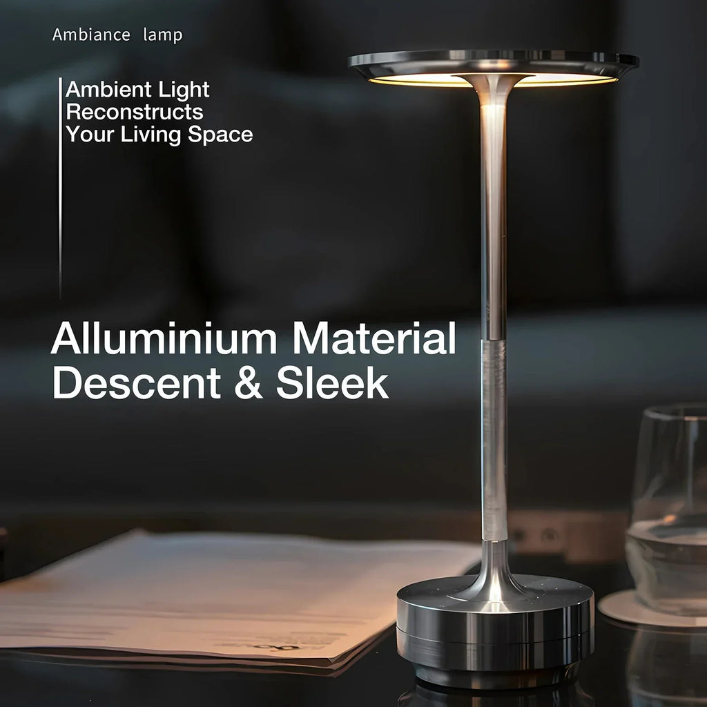 Aura moderne LED-Tischlampe – kabellos wiederaufladbar, Touch-Steuerung, minimalistisches Design