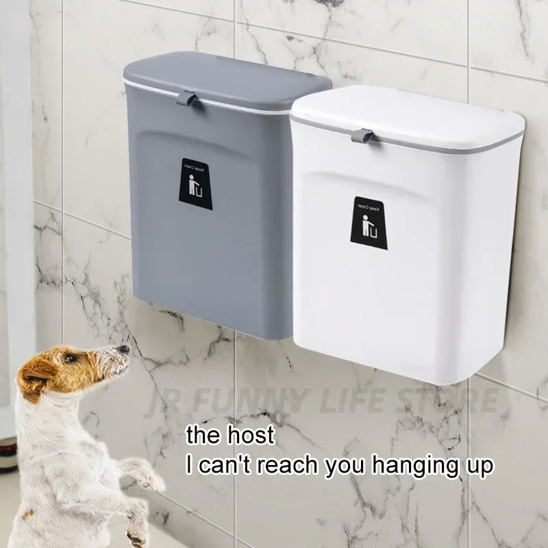 Rectangular Wall-Mounted Trash Can with Lid – 7L and 9L Sizes