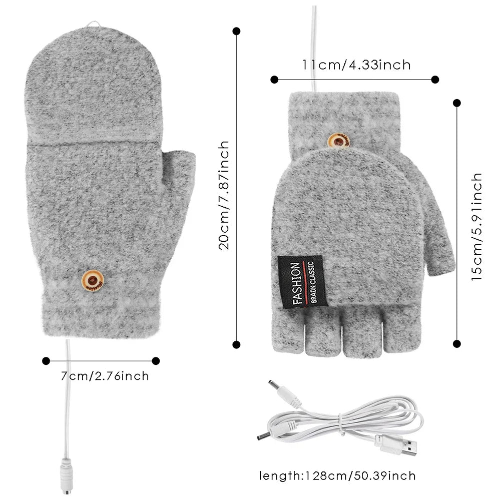 USB Rechargeable Heated Gloves — Three Adjustable Heat Levels