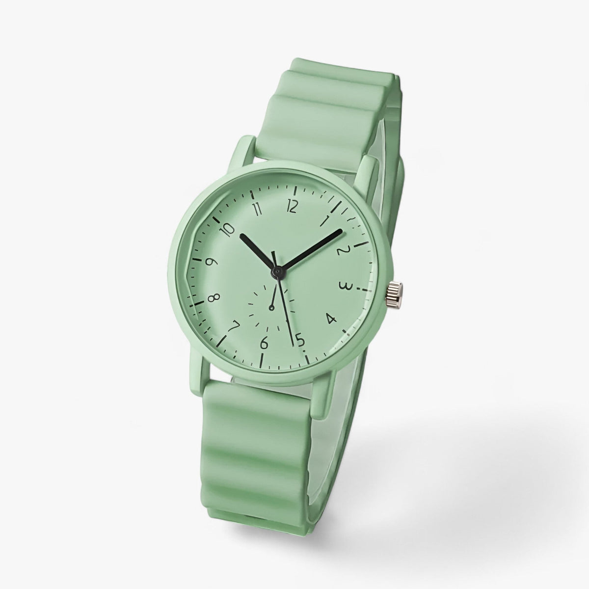 Relógio Mina Jelly — mostrador colorido de quartzo, bracelete elegante de silicone ondulado