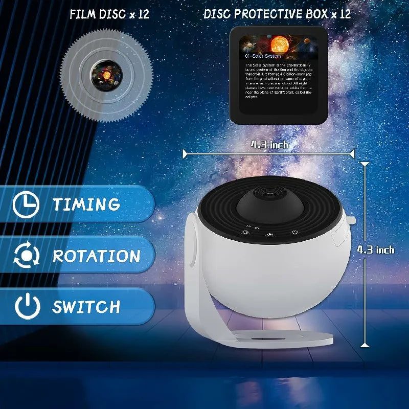 Proiector de planetariu 360° — setări reglabile pentru luminozitate și culoare