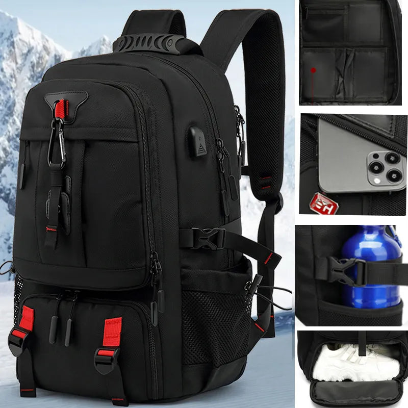 Tech Trek Pro 50-80 l-es hátizsák — beépített USB-töltőport, strapabíró kivitel, nagy kapacitás