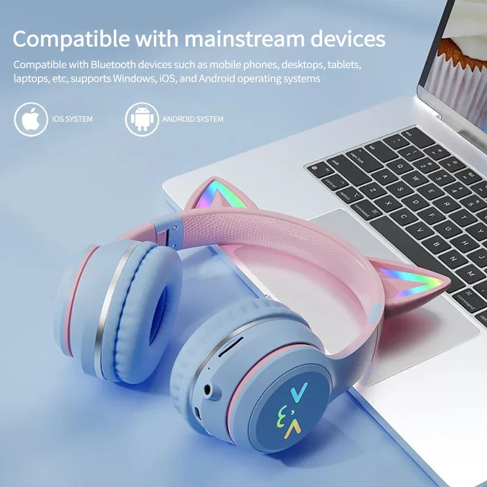 Foldable RGB Bluetooth Headphones — Wireless Connectivity