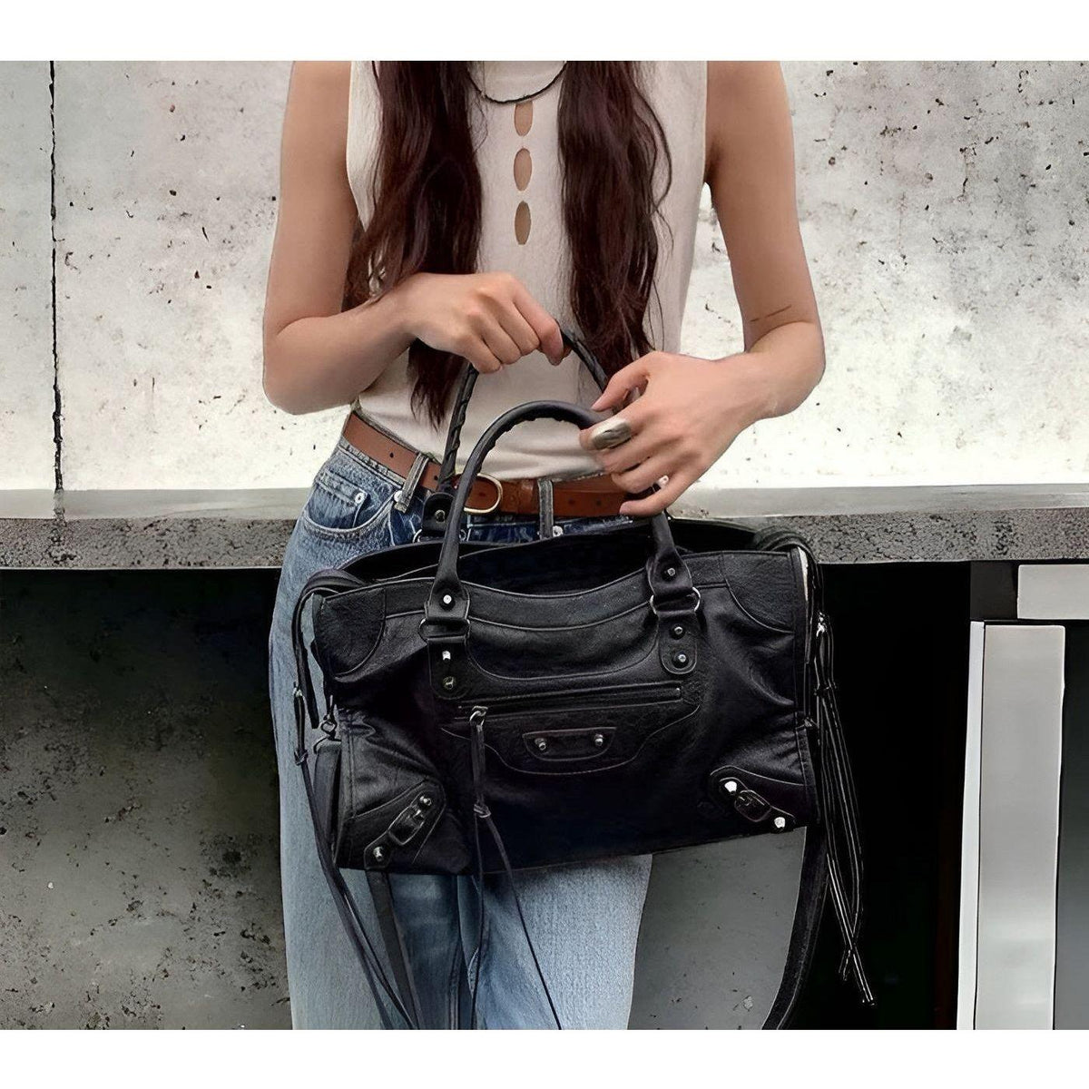 Salome Bag — Spacious PU Leather Handbag in Black