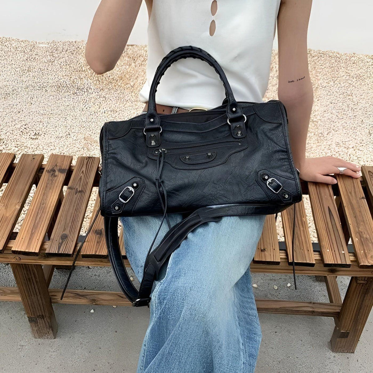 Salome Bag — Spacious PU Leather Handbag in Black