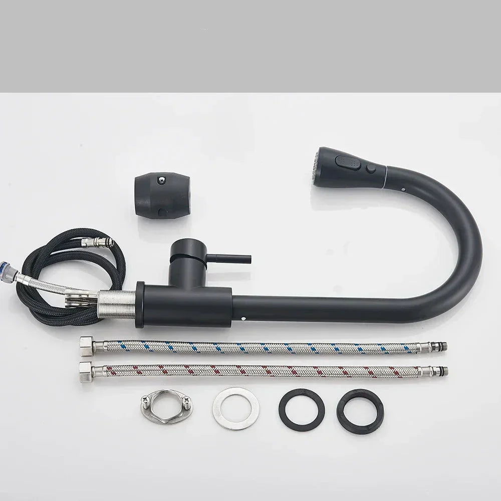 Grifo monomando extensible — Acero inoxidable de alta calidad, función de ducha, fácil instalación