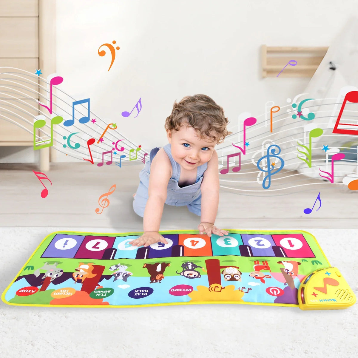 Tapete de dança musical multifunções - teclado de piano interativo, 8 sons de animais, design compacto e portátil
