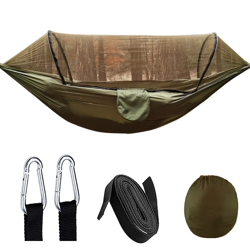 OutdoorRelax Mosquito Net Hammock — Quick Release Suspension, 200 kg Load Capacity