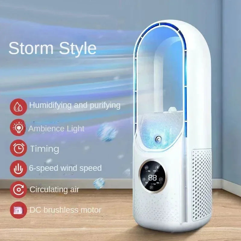 AeroCool Breeze 2025 bladløs ventilator — 6 hastigheder, støjsvag luftkøler og luftfugter, USB-tilslutning