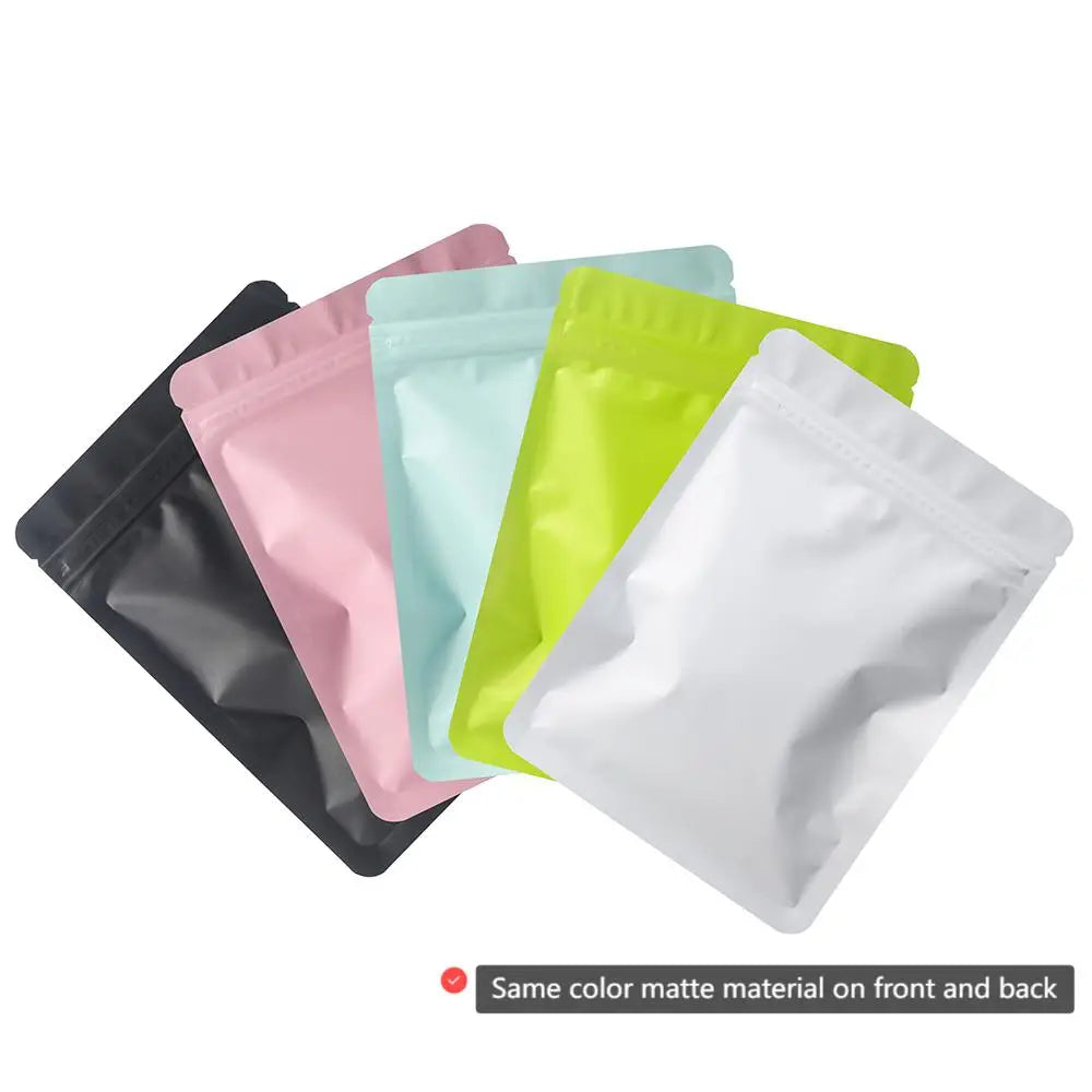 100 件装双面磨砂 Mylar 袋 — 平底、防水铝箔袋，可热封拉链封口
