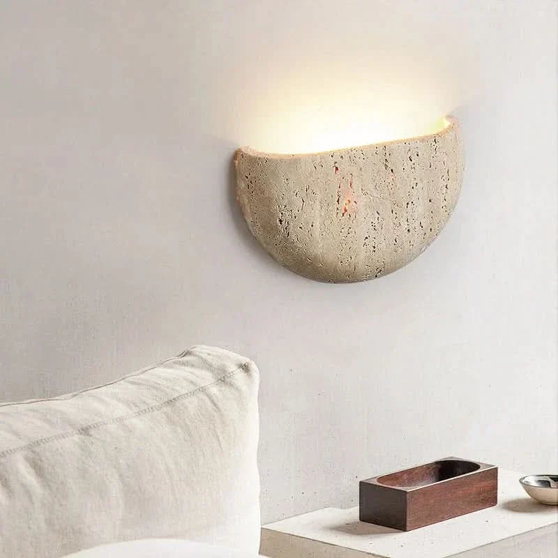 Wabi-sabi LED-wandlamp van steen — retro-accentverlichting