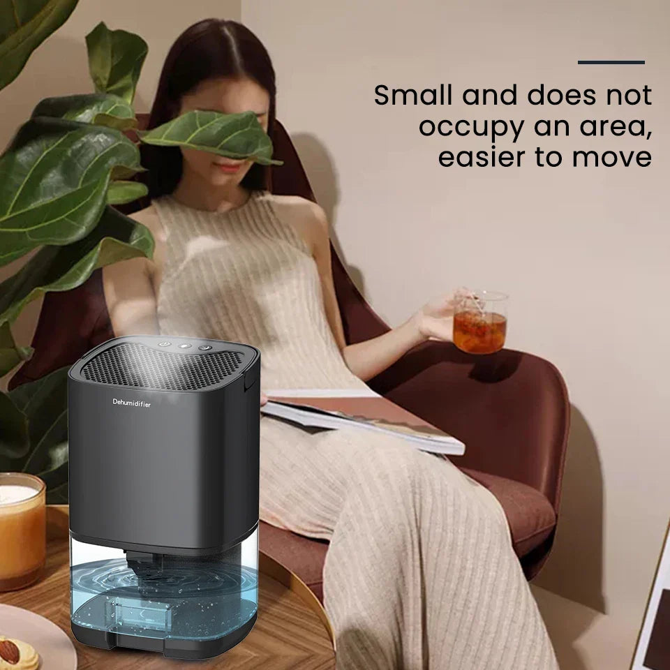 Déshumidificateur portable 2 en 1 Aveline de 1000ml — Design compact, filtre à air et veilleuse