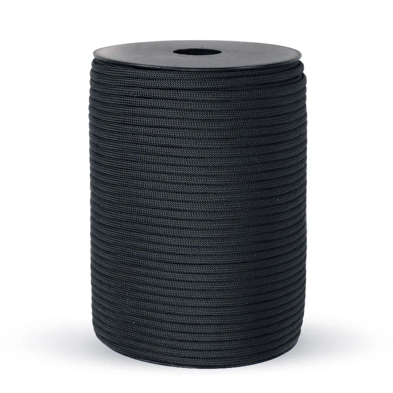 Cuerda de paracaídas de estándar militar 550 — 100m de largo, 4mm de diámetro, construcción de 9 núcleos