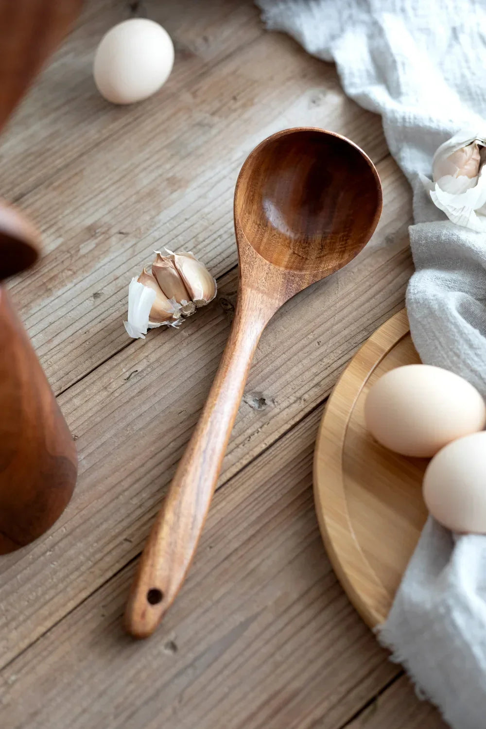 Natural Teak Wood Kitchen Set — Unique Grain Patterns