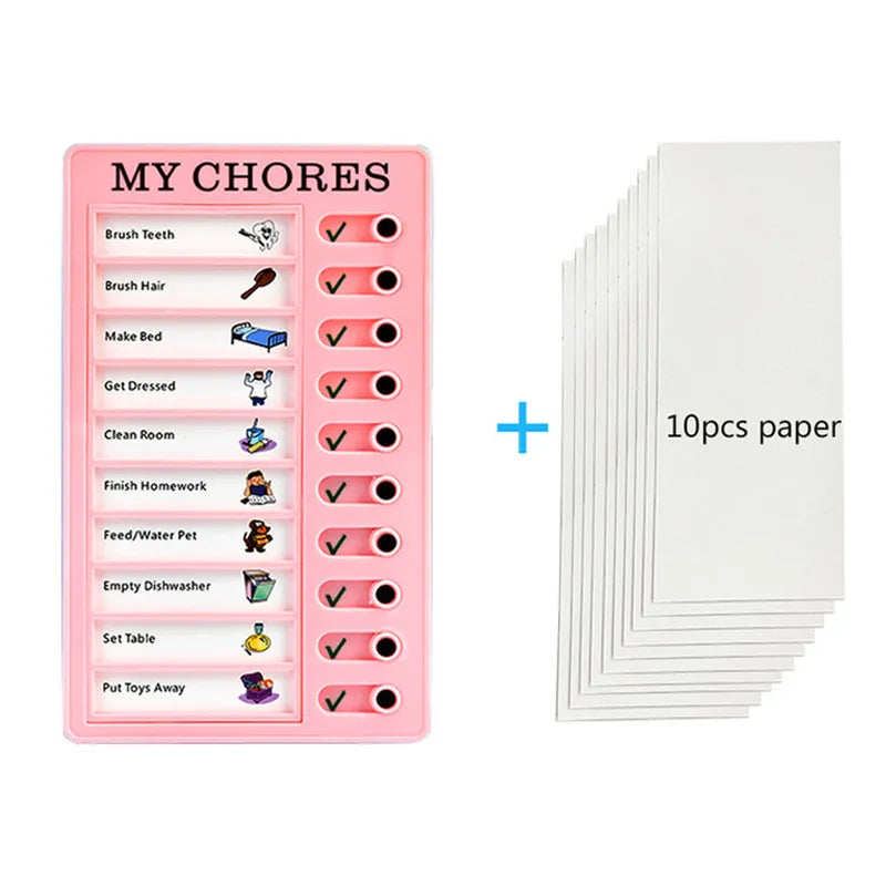 Reusable Plastic Memo Board — My Chores Checklist Daily Planner for Kids