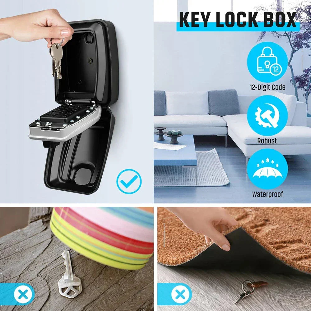 Wall Mounted Waterproof Key Box – Combination Code Entry Lock