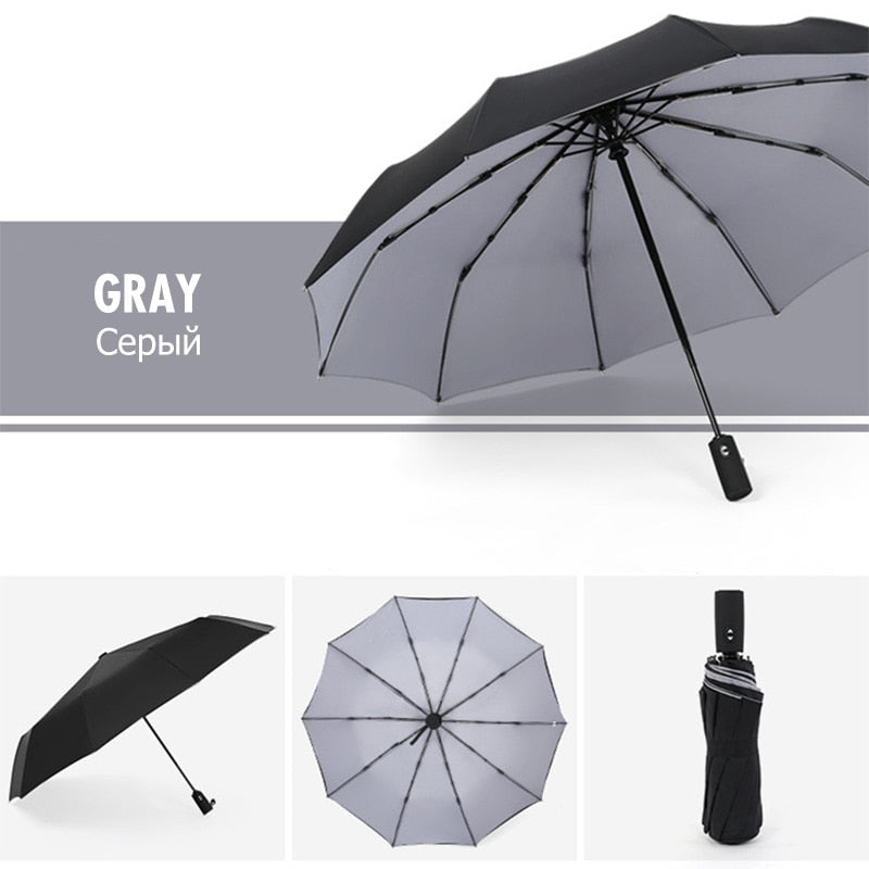 Windproof Storm Umbrella — Auto Open Button, Single Hand Operation