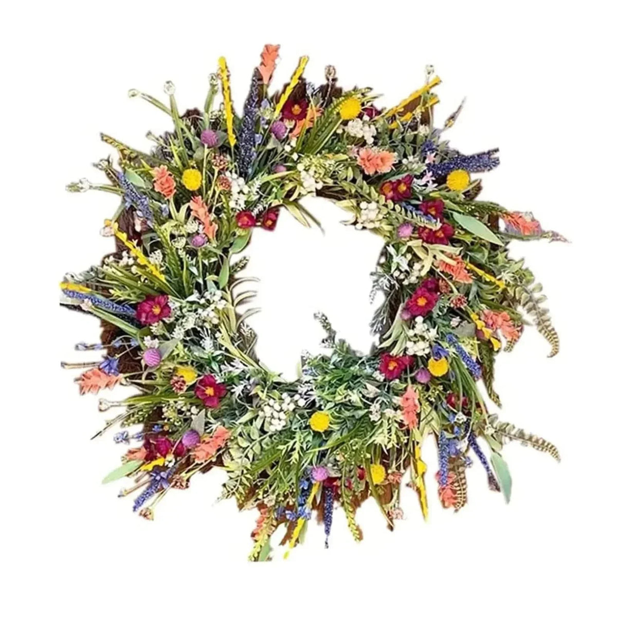 Handmade Floral Wreath — Vibrant Flowers and Lush Greenery