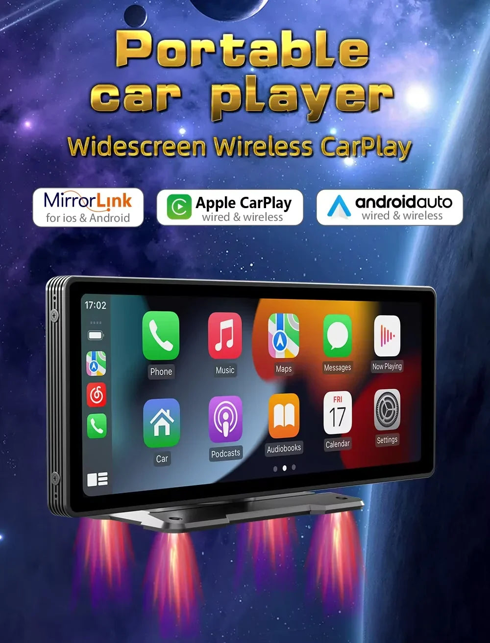 Universal 10.26-Inch Car Multimedia Player — Integrated Wireless CarPlay & Android Auto Support