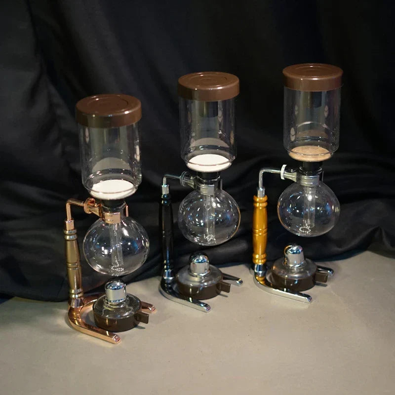 Siphon Coffee Brewer Set — 3 or 5 Cup Capacity, Barista Accessory Kit, Elegant Design