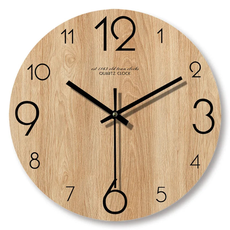 Minimalistisk väggklocka i trä - 30 cm, ljudlös design