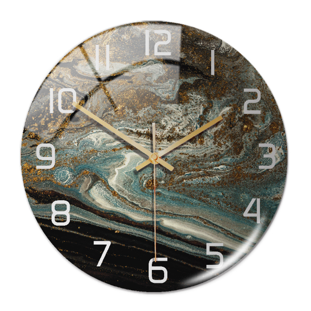 שעון קיר באפקט שיש MarbleTime — עיצוב עגול עכשווי