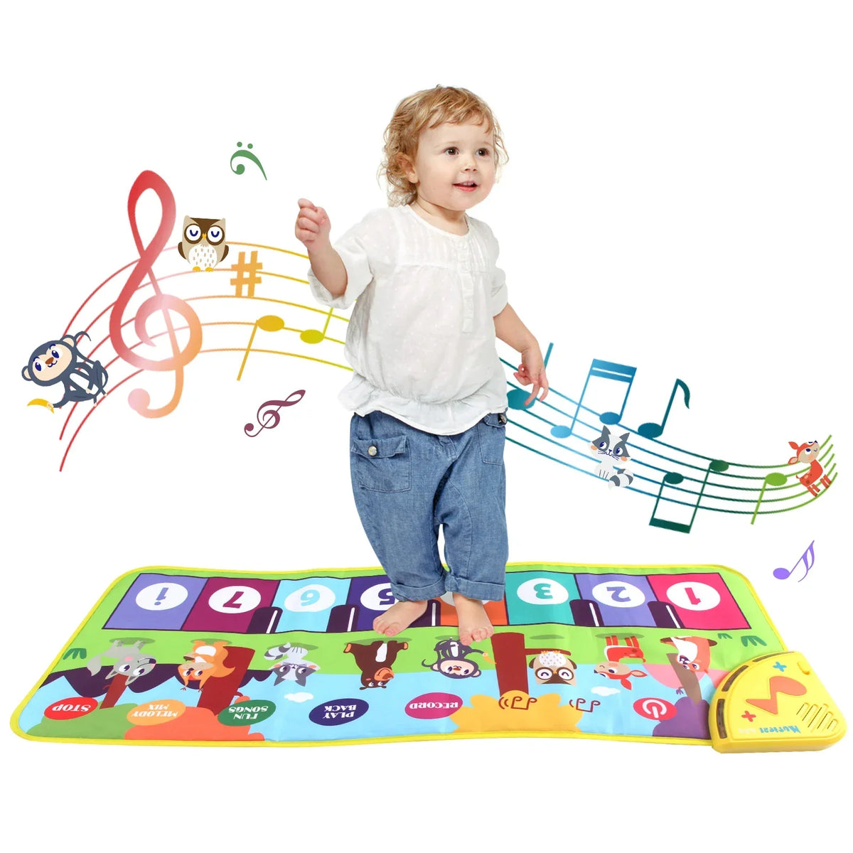 Tapete de dança musical multifunções - teclado de piano interativo, 8 sons de animais, design compacto e portátil