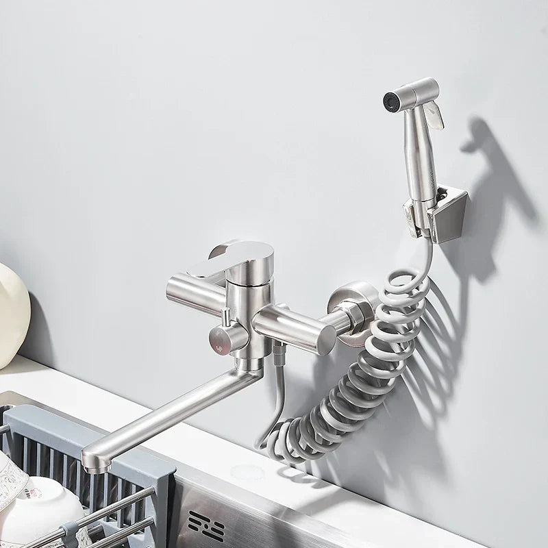 Modern Wall Mounted Faucet — Swivel Spout, Temperature Control