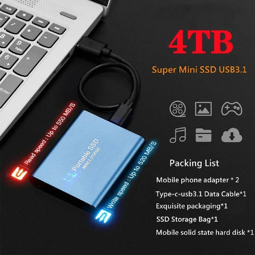 Przenośny zewnętrzny dysk SSD FANHUN T5 — dyski 1TB 2TB USB 3.1