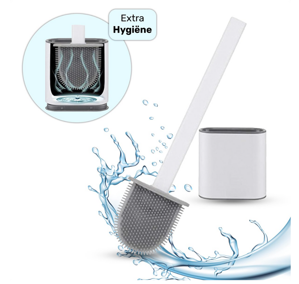 FlexiClean Toilet Brush — Antibacterial Silicone Design, Flexible Brush Head