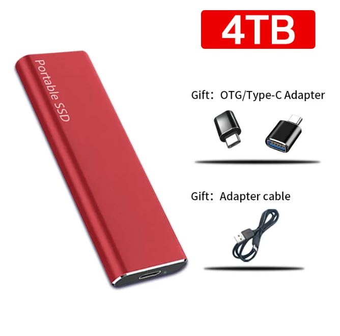 4 TB bærbar ekstern harddisk med USB-C – kompatibel med PC og Mac