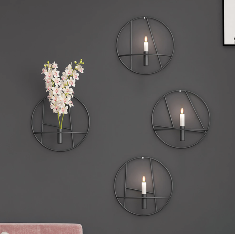 WallAura Ryder Hybrid Wall Mount — Candle Stand and Flower Vase