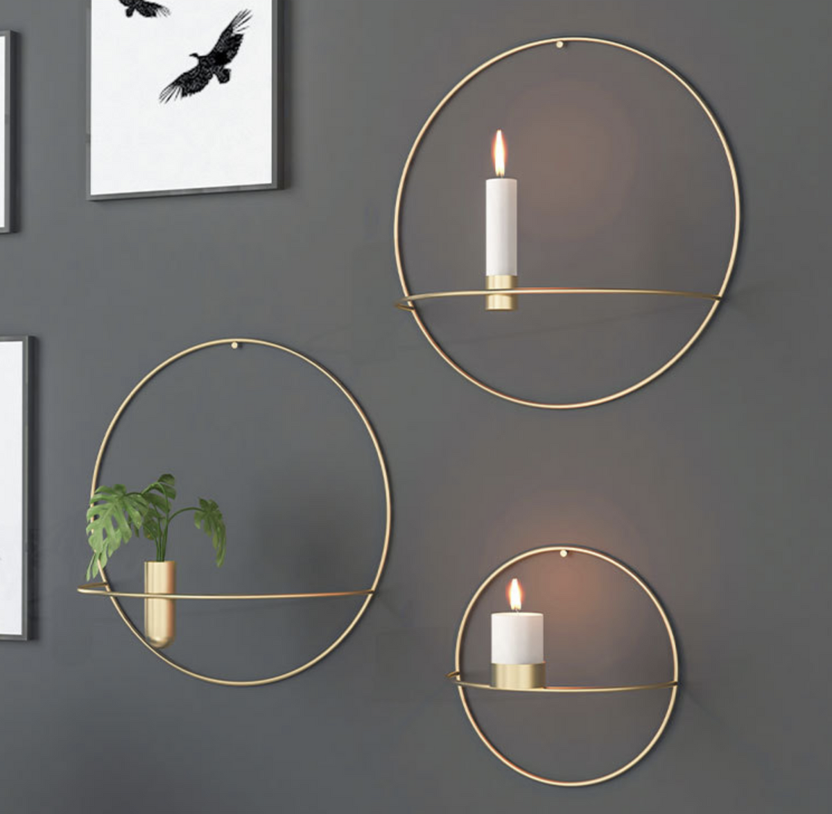 WallAura Ryder Hybrid Wall Mount — Candle Stand and Flower Vase