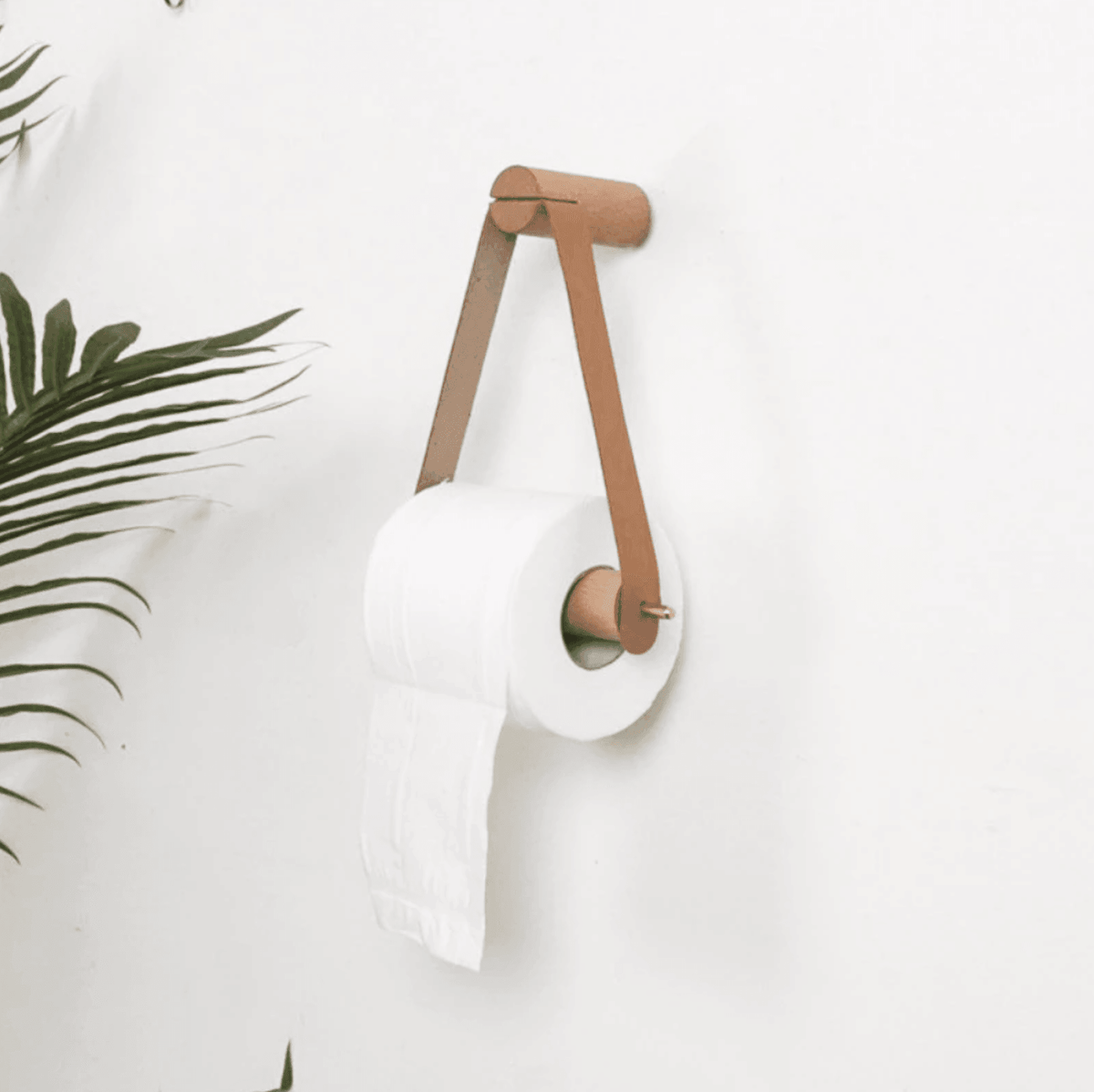Toilettenpapierhalter aus Eichenholz und Kunstleder – stabile Wandmontage, minimalistisches Finish