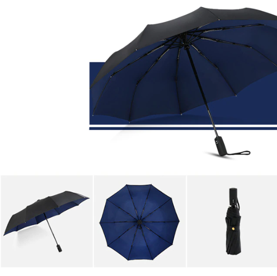 Windproof Storm Umbrella — Auto Open Button, Single Hand Operation