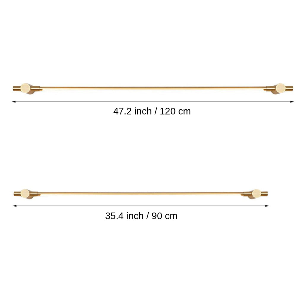 Horizontal Brass Wall Sconce — Modern LED Vanity Light, Translucent Acrylic Shade, 35.4 Inches