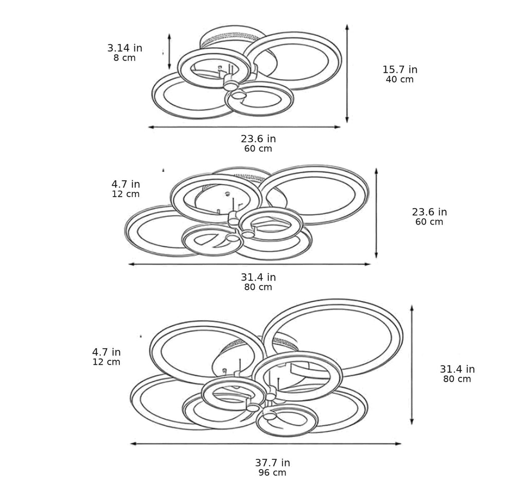 Modern Multi-Ring Flush Mount Ceiling Light — Metal & Acrylic LED Fixture, Dimmable & Adjustable