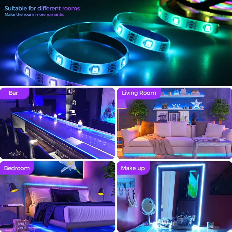 LED-lichtstrips — RGB 5050-design, draadloze Bluetooth-bediening, flexibele rol