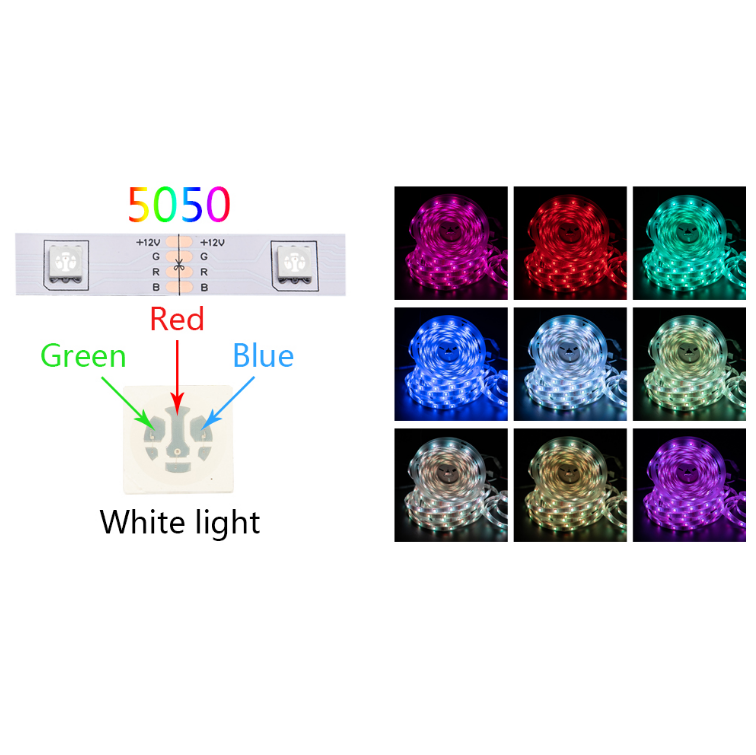 LED-lichtstrips — RGB 5050-design, draadloze Bluetooth-bediening, flexibele rol